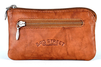 BRĄZOWE SKÓRZANE ETUI NA KLUCZE OPRAWA SASZETKA NA SUWAK PITEREK BAG STREET / G3-62
