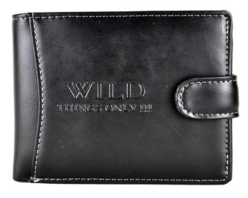 CZARNY POZIOMY PORTFEL MĘSKI Z ZAPINKĄ WILD THINGS ONLY !!! / G3-76
