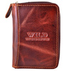 BRĄZOWY ŚREDNI PIONOWY SKÓRZANY PORTFEL MĘSKI NA SUWAK WILD THINGS ONLY !!! / G4-229