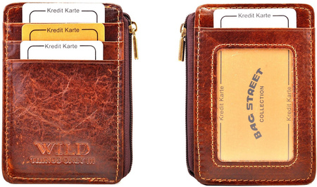 BRĄZOWE SKÓRZANE ETUI OPRAWA PITEREK NA DOKUMENTY WILD THINGS ONLY !!! / G4-209