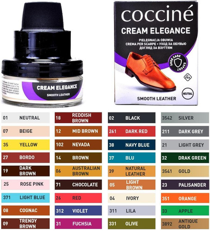 COCCINE CREAM ELEGANCE PASTA KREM DO OBUWIA ZE SKÓRY LICOWEJ 50 ml / G12-11