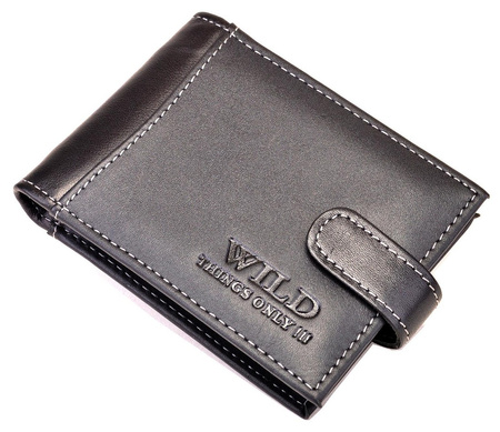 CZARNY POZIOMY SKÓRZANY WIZYTOWNIK NA ZAPINKĘ ETUI WILD THINGS ONLY !!! / G4-208