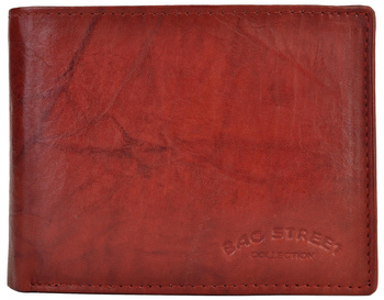 MAHONIOWY POZIOMY SKÓRZANY PORTFEL MĘSKI BAG STREET / G4-264