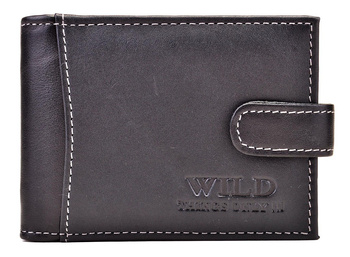 CZARNY POZIOMY SKÓRZANY WIZYTOWNIK NA ZAPINKĘ ETUI WILD THINGS ONLY !!! / G4-208