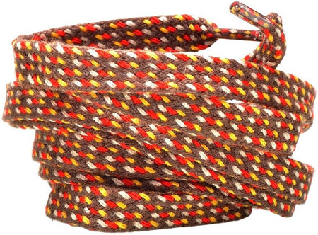 BRĄZOWO - ŻÓŁTE Sznurowadła Grube PŁASKIE 8 mm szerokie Bawełniane KLASYCZNE Sznurówki do Adidasów Trampek Tenisówek