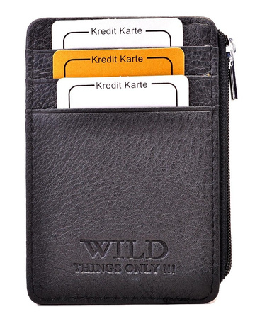 CZARNE SKÓRZANE ETUI OPRAWA PITEREK NA DOKUMENTY WILD THINGS ONLY !!! / G4-210