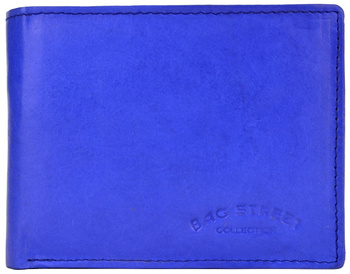 NIEBIESKI POZIOMY SKÓRZANY PORTFEL MĘSKI BAG STREET / G4-266