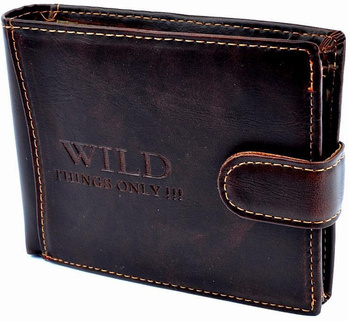 BRĄZOWY POZIOMY PORTFEL MĘSKI Z ZAPINKĄ WILD THINGS ONLY !!! / G2-18