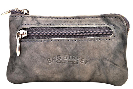 SZARE SKÓRZANE ETUI NA KLUCZE OPRAWA SASZETKA NA SUWAK PITEREK BAG STREET / G3-209
