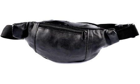 CZARNA SKÓRZANA SASZETKA BIODROWA NERKA BAG STREET / G1-64