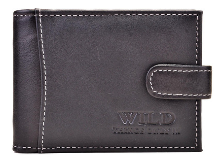 CZARNY POZIOMY SKÓRZANY WIZYTOWNIK NA ZAPINKĘ ETUI WILD THINGS ONLY !!! / G4-208