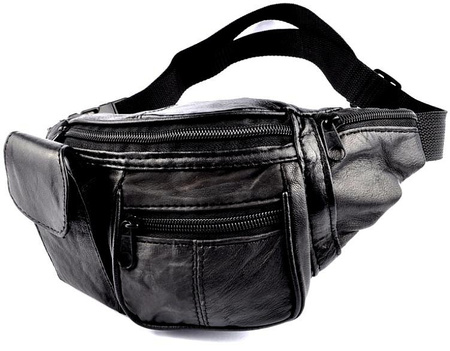 CZARNA SKÓRZANA SASZETKA BIODROWA NERKA BAG STREET / G1-64