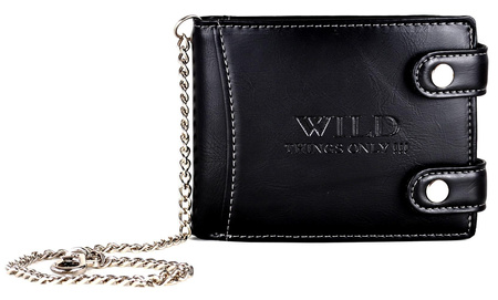 CZARNY POZIOMY PORTFEL MĘSKI Z ŁAŃCUHEM WILD THINGS ONLY !!! / G3-19