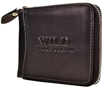 CZARNY POZIOMY SKÓRZANY PORTFEL MĘSKI NA SUWAK WILD THINGS ONLY !!! / G4-224