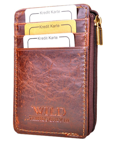 BRĄZOWE SKÓRZANE ETUI OPRAWA PITEREK NA DOKUMENTY WILD THINGS ONLY !!! / G4-209