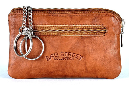 BRĄZOWE SKÓRZANE ETUI NA KLUCZE OPRAWA SASZETKA NA SUWAK PITEREK BAG STREET / G3-62