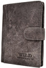 SZARY PIONOWY SKÓRZANY PORTFEL MĘSKI Z ZAPINKĄ WILD THINGS ONLY !!! / G4-217