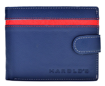 GRANATOWY ZAPINANY POZIOMY PORTFEL MĘSKI ZE SKÓRY HAROLD'S / G1-36