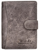 SZARY PIONOWY SKÓRZANY PORTFEL MĘSKI Z ZAPINKĄ WILD THINGS ONLY !!! / G4-217