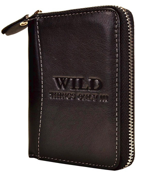 CZARNY PIONOWY SKÓRZANY PORTFEL MĘSKI NA SUWAK WILD THINGS ONLY !!! / G4-221
