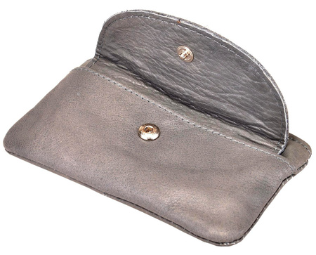 SZARA SKÓRZANA KLUCZÓWKA ETUI Z KLAPKĄ OPRAWA NA SUWAK PITEREK BAG STREET / G3-213