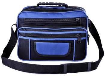 ŚREDNIA CZARNO-GRANATOWA POZIOMA TORBA MĘSKA DO PRACY Z KODURY TECZKA RAPORTÓWKA / G1-89