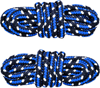 CZARNO-NIEBIESKIE Sznurowadła TREKKINGOWE okrągłe 5 mm SOLIDNE Bawełniane Sznurówki do butów outdoor