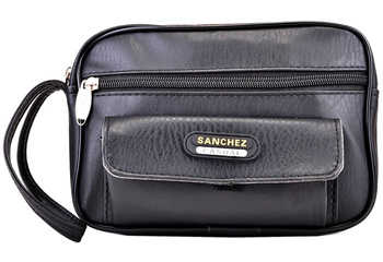 CZARNA PODRĘCZNA ORGANIZUJĄCA SASZETKA MĘSKA EKO SKÓRA SANCHEZ CASUAL / G1-768