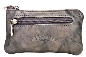 SZARE SKÓRZANE ETUI NA KLUCZE OPRAWA SASZETKA NA SUWAK PITEREK BAG STREET / G3-209