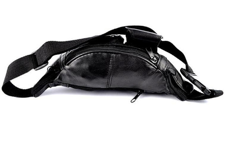 CZARNA SKÓRZANA SASZETKA BIODROWA NERKA BAG STREET / G1-64