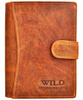 JASNY BRĄZ PIONOWY SKÓRZANY PORTFEL MĘSKI Z ZAPINKĄ WILD THINGS ONLY !!! / G4-220