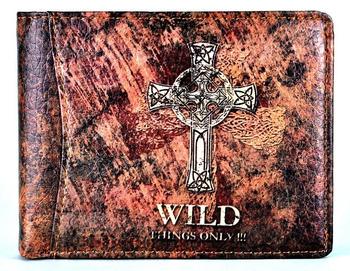 POZIOMY MĘSKI PORTFEL Z GRAFIKĄ KRZYŻ GOTHIC WILD THINGS ONLY !!! / G3-45