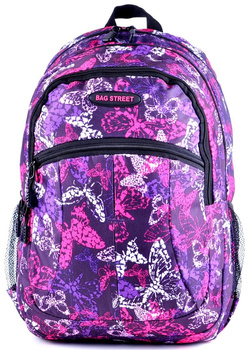 FIOLETOWY DZIEWCZĘCY TORNISTER SZKOLNY PLECAK W MOTYLE BAG STREET BUTTERFLY / G4-21