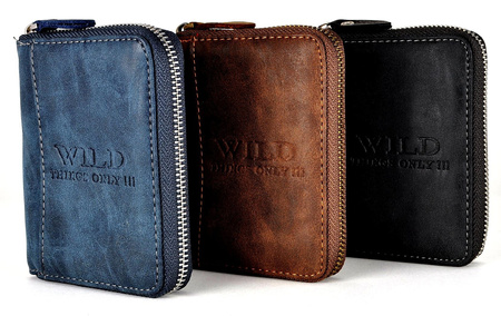 BRĄZOWY PIONOWY SZORSTKI PORTFEL MĘSKI NA SUWAK WILD THINGS ONLY !!! / G3-234