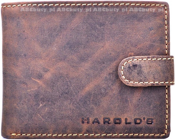 POZIOMY PORTFEL MĘSKI Z ZAPINKĄ HAROLD'S W STYLU VINTAGE Z PRZECIERANEJ SKÓRY / G4-91