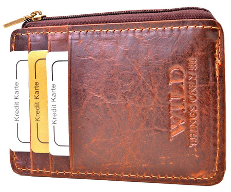 BRĄZOWE SKÓRZANE ETUI OPRAWA PITEREK NA DOKUMENTY WILD THINGS ONLY !!! / G4-209