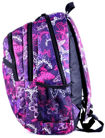 FIOLETOWY DZIEWCZĘCY TORNISTER SZKOLNY PLECAK W MOTYLE BAG STREET BUTTERFLY / G4-21