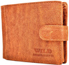 JASNY BRĄZ POZIOMY SKÓRZANY PORTFEL MĘSKI Z ZAPINKĄ WILD THINGS ONLY !!! / G4-216