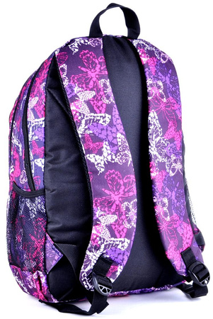 FIOLETOWY DZIEWCZĘCY TORNISTER SZKOLNY PLECAK W MOTYLE BAG STREET BUTTERFLY / G4-21