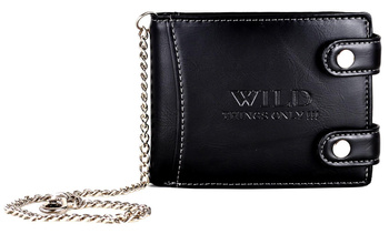 CZARNY POZIOMY PORTFEL MĘSKI Z ŁAŃCUHEM WILD THINGS ONLY !!! / G3-19
