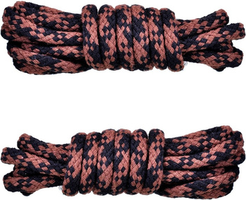 BRĄZOWO-CZARNE Sznurowadła TREKKINGOWE okrągłe 5 mm SOLIDNE Bawełniane Sznurówki do butów outdoor