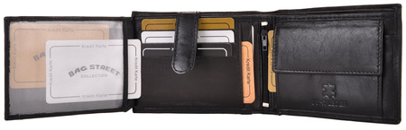 CZARNY POZIOMY SKÓRZANY PORTFEL MĘSKI BAG STREET / G4-261