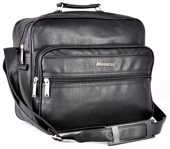 MAŁA CZARNA POZIOMA TORBA MĘSKA NA RAMIĘ SKÓRA EKOLOGICZNA BAG STREET / G2-29