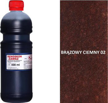 RENOSKÓR FARBA DO RENOWACJI ZAMSZU NUBUKU I WELURU 500 ML - BRĄZ CIEMNY / G13-05