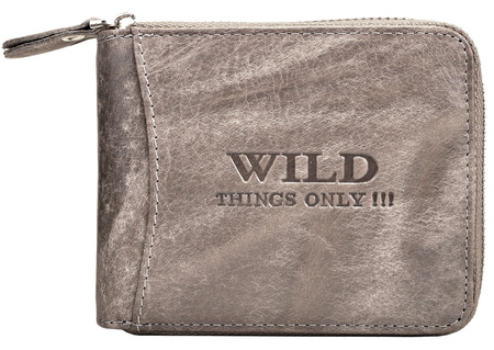 SZARY POZIOMY SKÓRZANY PORTFEL MĘSKI NA SUWAK WILD THINGS ONLY !!! / G4-225