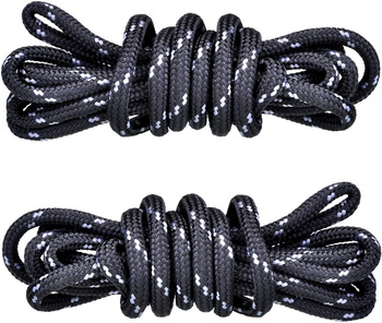 CZARNO-SZARE Sznurowadła TREKKINGOWE okrągłe 5 mm SOLIDNE Bawełniane Sznurówki do butów outdoor