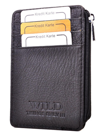 CZARNE SKÓRZANE ETUI OPRAWA PITEREK NA DOKUMENTY WILD THINGS ONLY !!! / G4-210