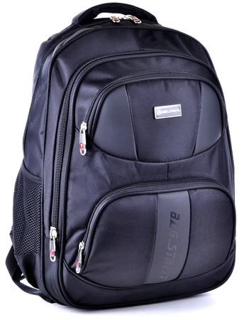 CZARNY SOLIDNY TORNISTER WYTRZYMAŁY PLECAK MĘSKI BAG STREET BLACK EDITION / G5-02