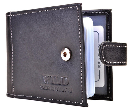 CZARNY POZIOMY SKÓRZANY WIZYTOWNIK NA ZAPINKĘ ETUI WILD THINGS ONLY !!! / G4-208