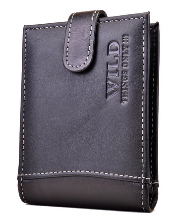 CZARNY POZIOMY SKÓRZANY WIZYTOWNIK NA ZAPINKĘ ETUI WILD THINGS ONLY !!! / G4-208